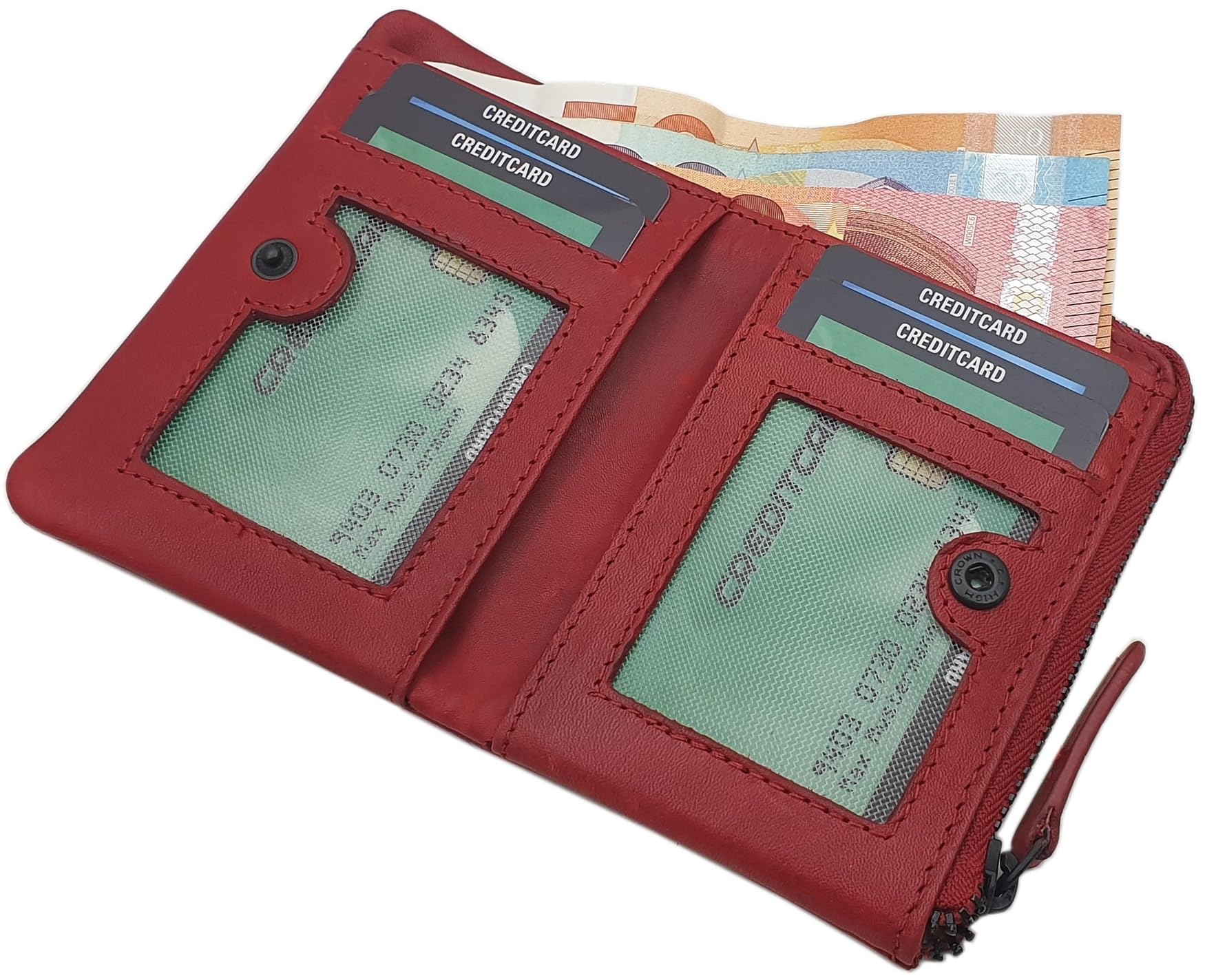 myledershop Herren Geldbörsen portafoglio uomo rosso ciliegia RFID