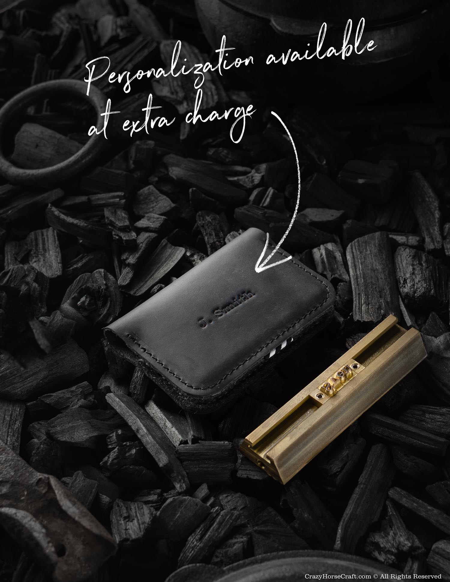 Crazy Horse Craft Wallets & Card Holders porta carte Carbon Black in pelle