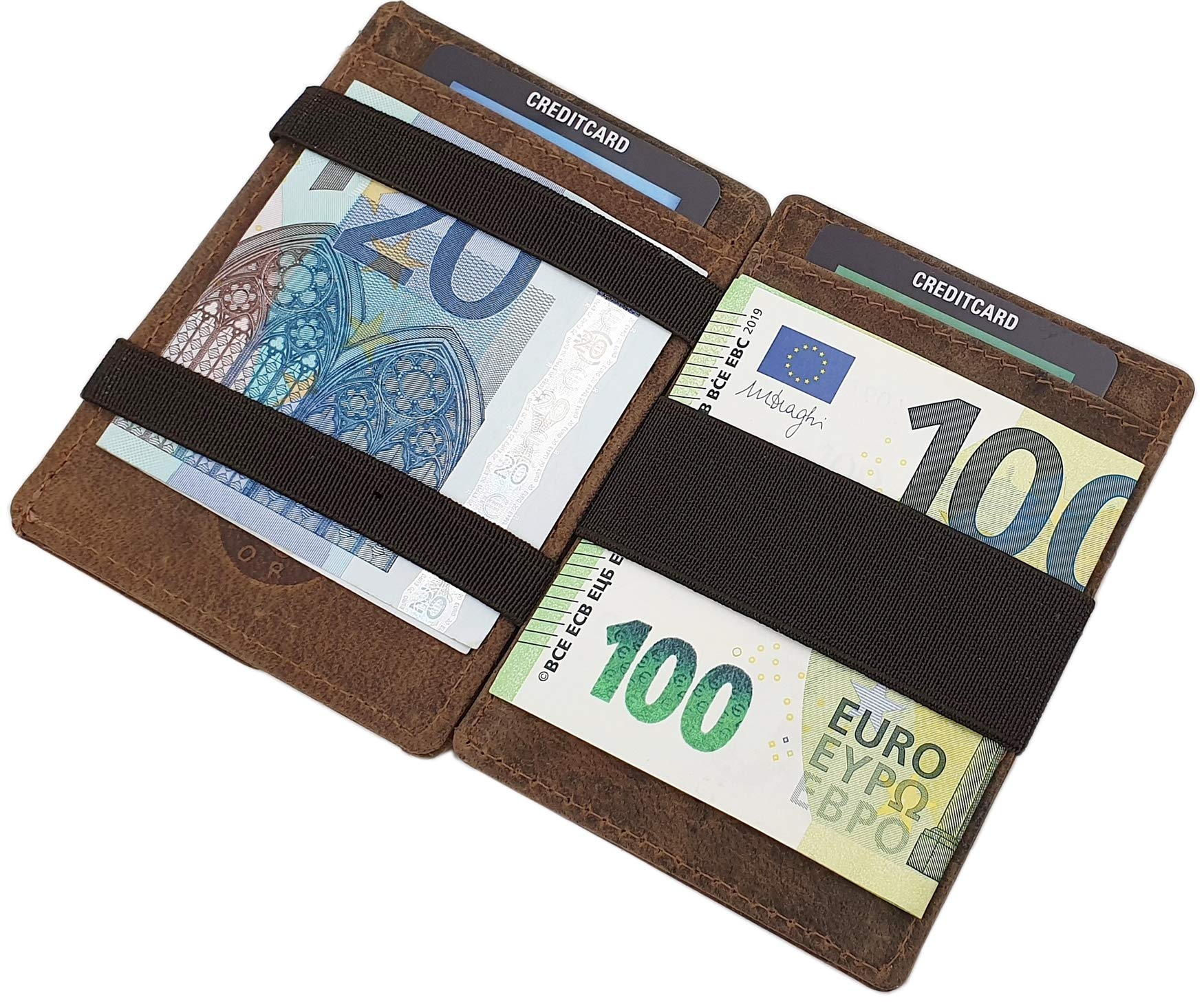 myledershop Karten- und Ausweisetuis portafoglio magico cognac RFID
