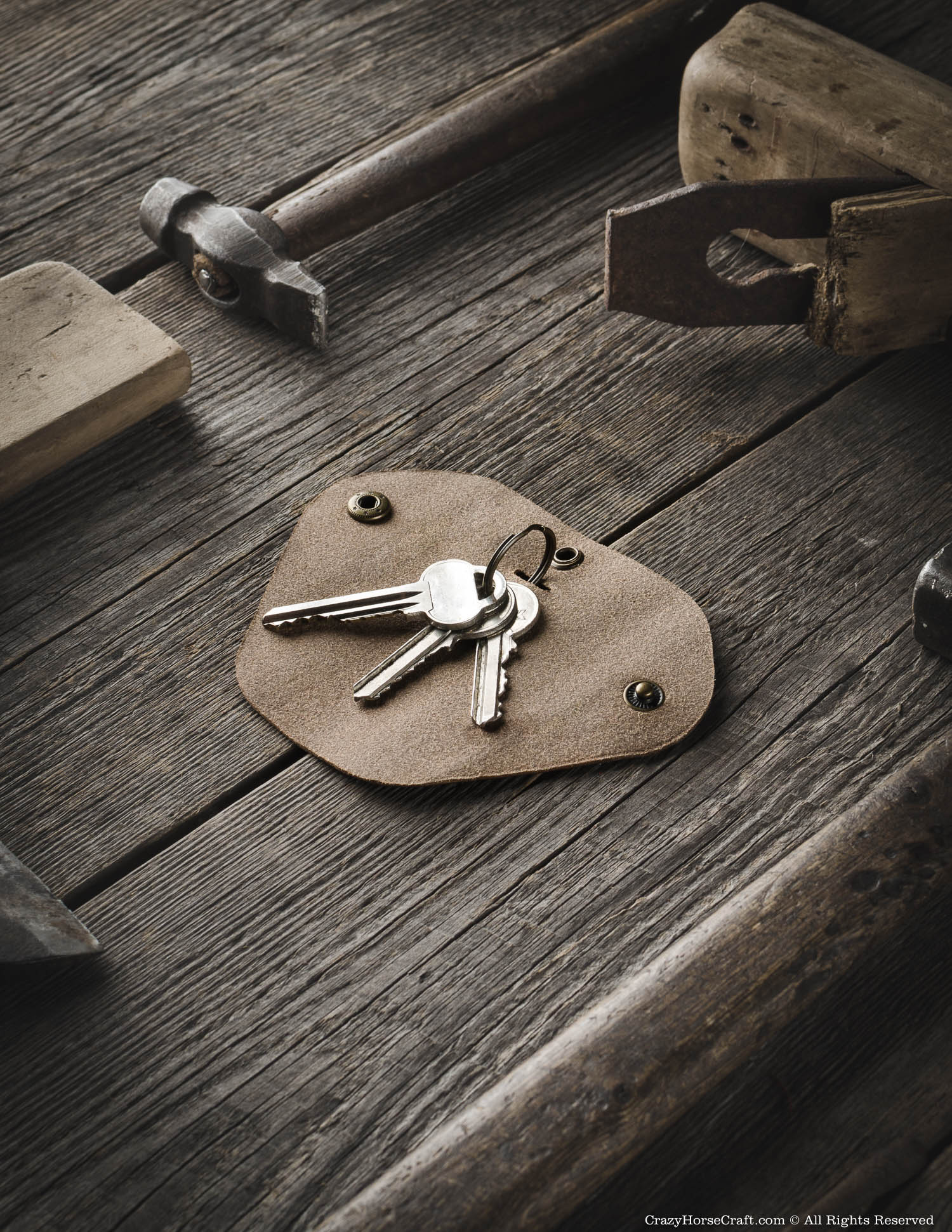 Crazy Horse Craft Key Holders portachiavi in pelle Wood Brown