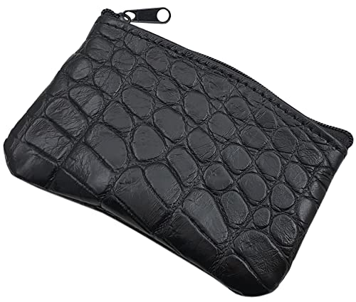 myledershop Schlüsseltaschen Portachiavi in pelle di vitello nera effetto coccodrillo