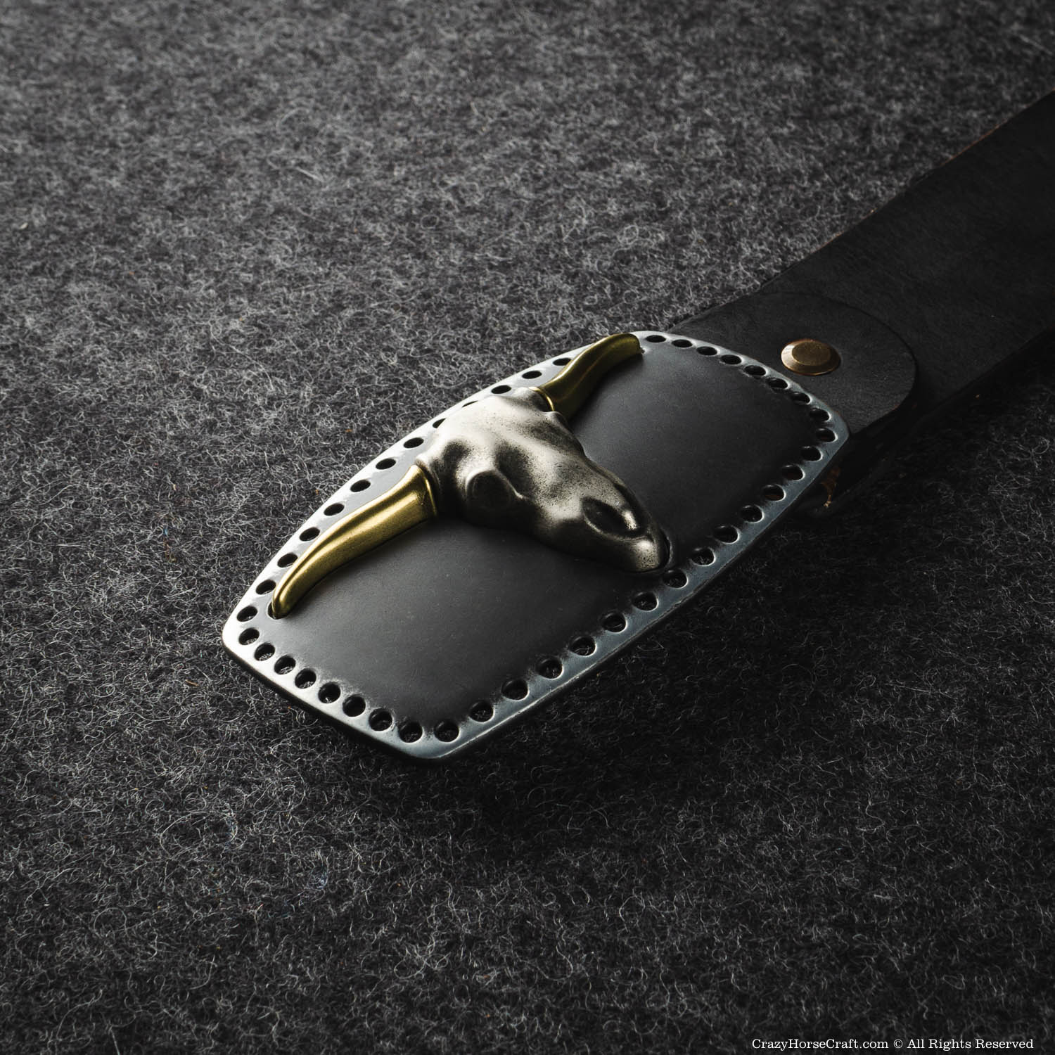 Crazy Horse Craft Belts cintura in pelle nera XS