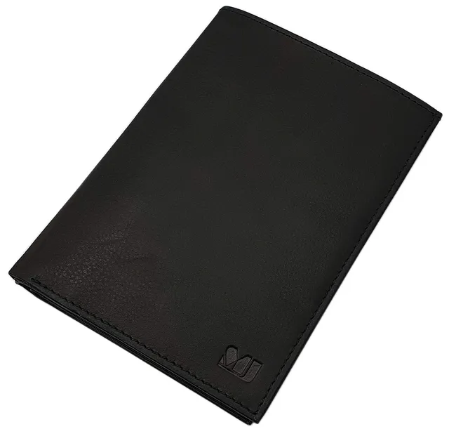 myledershop Herren Geldbörsen portafoglio grande nero in pelle di vitello