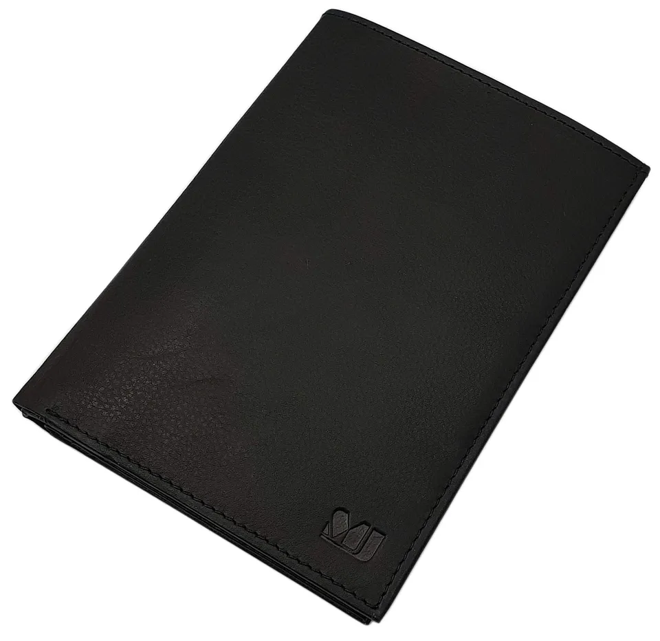myledershop Herren Geldbörsen portafoglio grande nero in pelle di vitello
