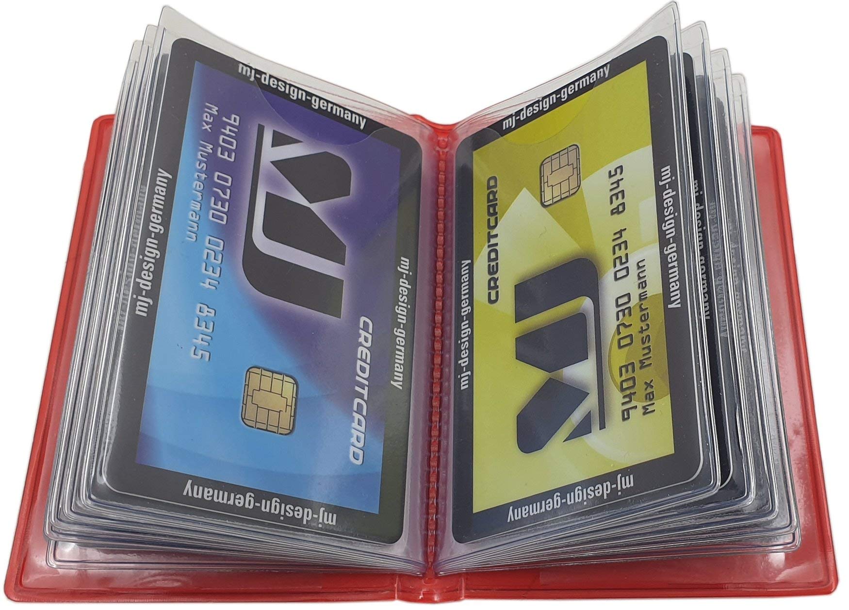 myledershop Kredit- und Visitenkartenetuis porta carte rosso 12 scomparti