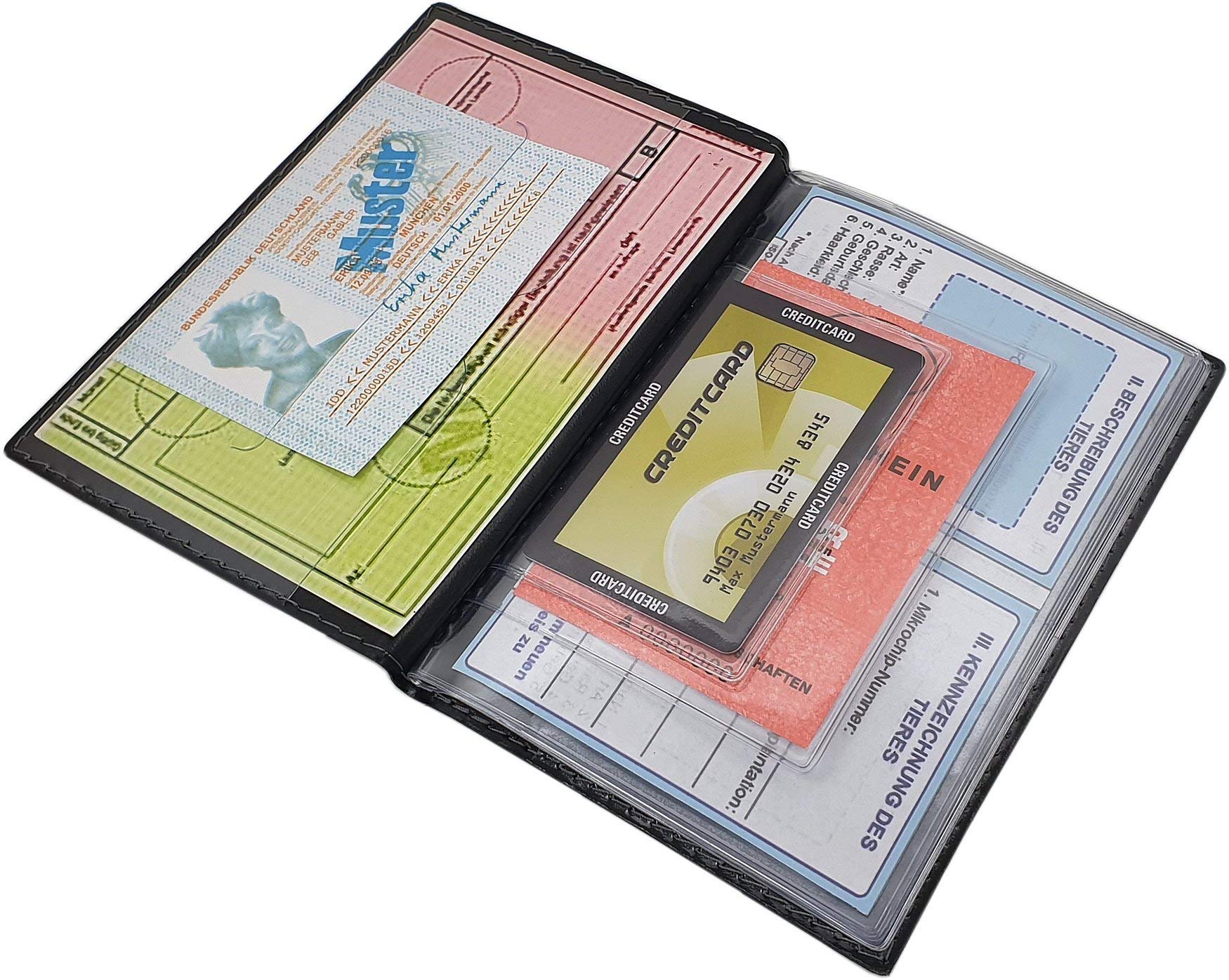 myledershop Karten- und Ausweisetuis Grande porta carte d'identità e carte di credito MJ-Design-Germany nero