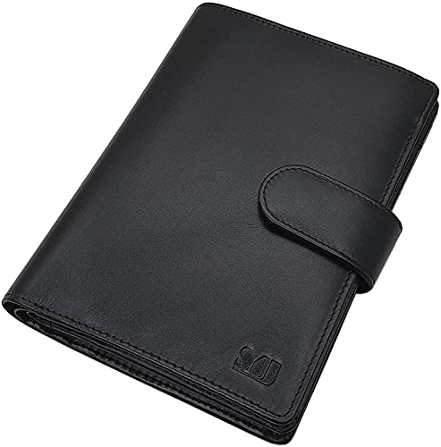 myledershop Herren Geldbörsen portafoglio nero in pelle di vitello RFID NFC