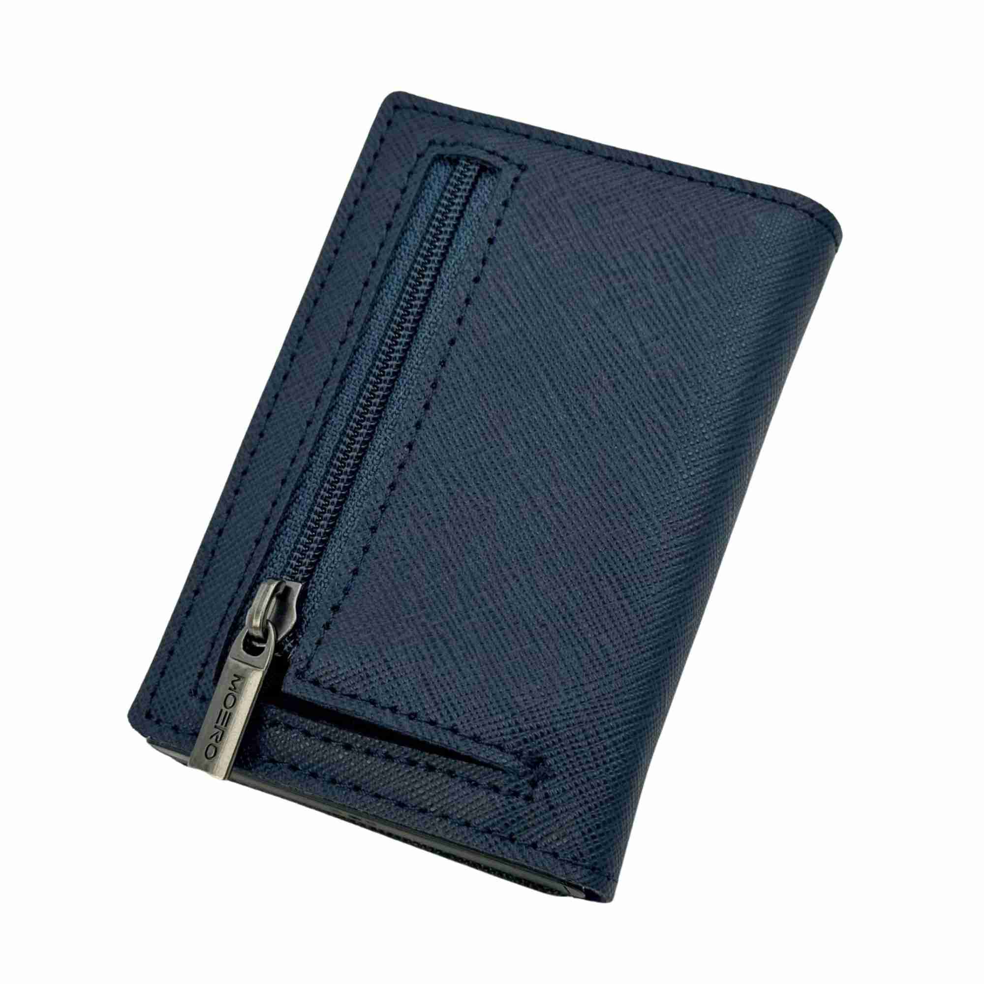 Moero Linea PRO PRO Zip Saffiano portafoglio blu navy RFID