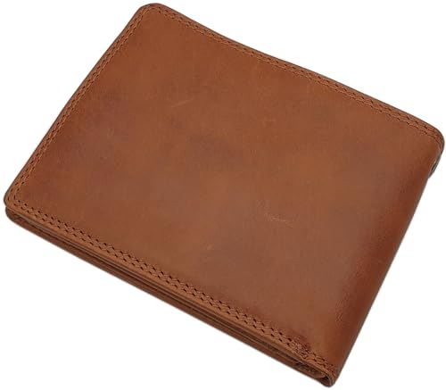 myledershop Herren Geldbörsen Modello 2 formato orizzontale portafoglio RFID cognac