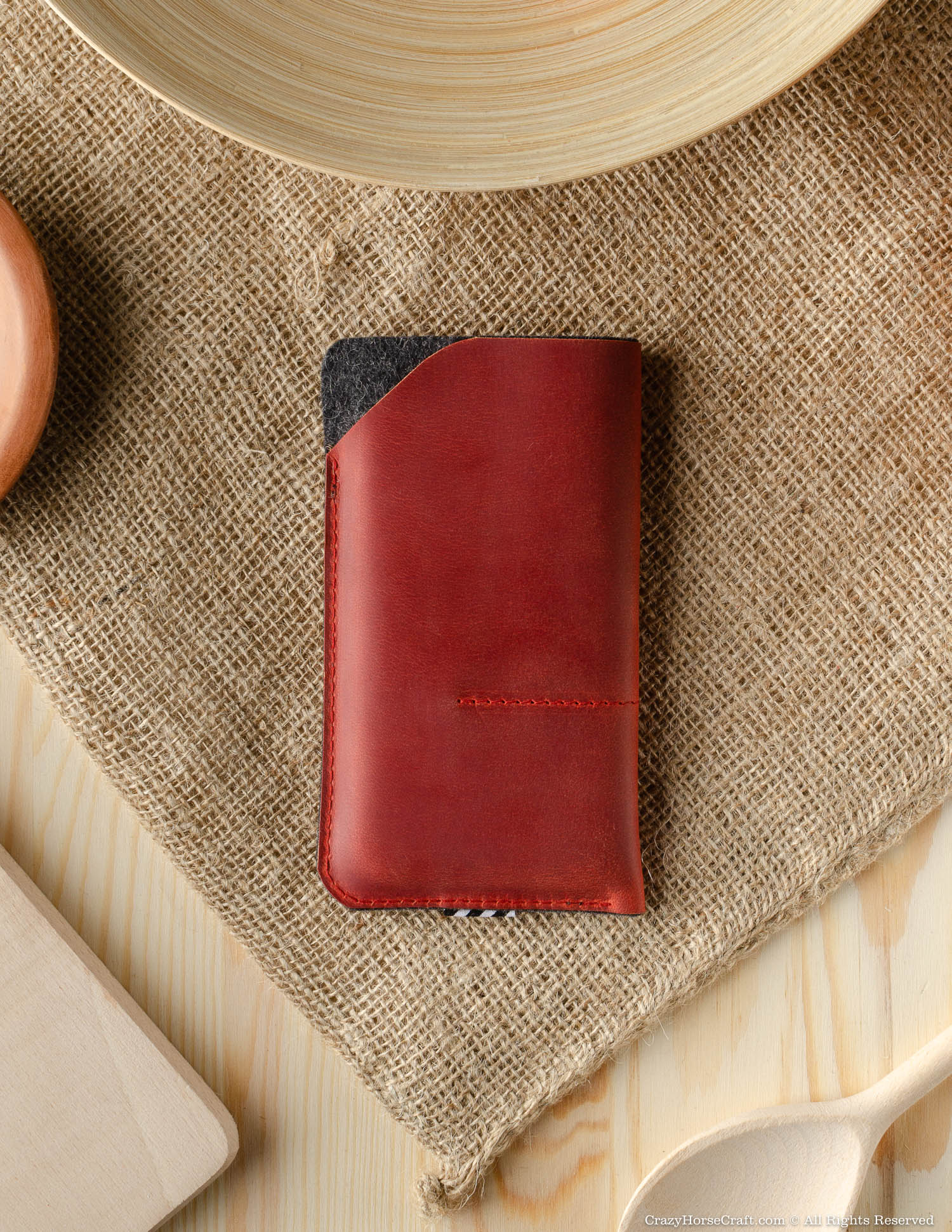 Crazy Horse Craft Phone Cases Leather Phone Case Wallet custodia iPhone Fragola Red