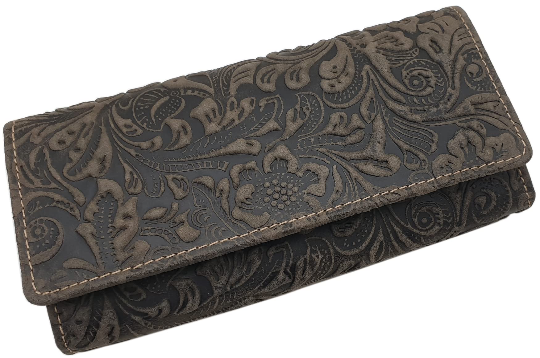 myledershop Damen Geldbörsen portafoglio grande marrone RFID