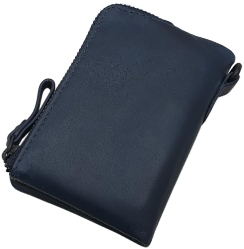 myledershop Herren Geldbörsen portafoglio uomo in pelle bovina blu RFID