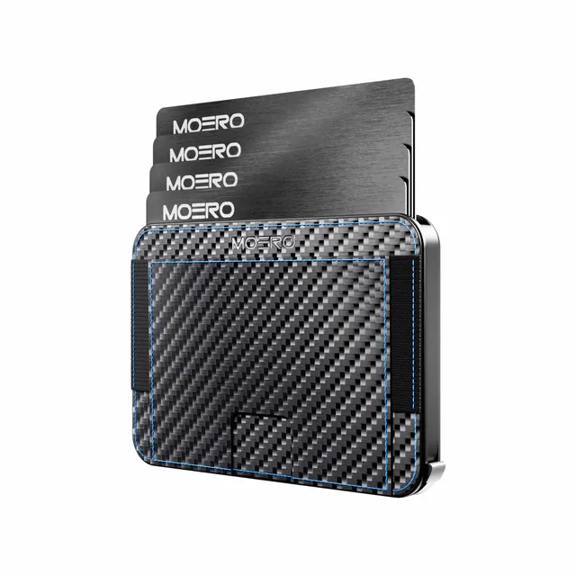 Moero Linea M2 M2 Pro Carbon Racing Blue portafoglio MagSafe RFID