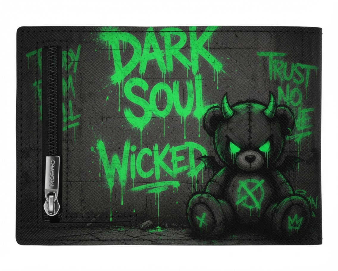 Moero Edizioni Speciali Teddy Dark Soul portafoglio RFID zip