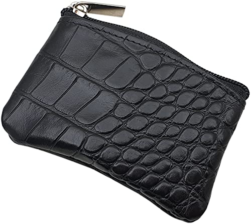 myledershop Schlüsseltaschen portachiavi in pelle di vitello nera con cerniera