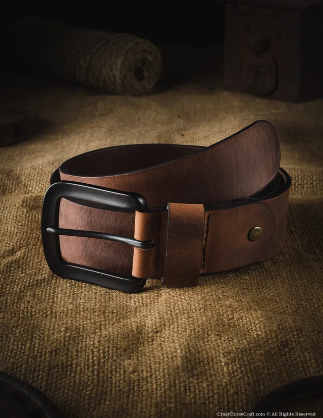 Crazy Horse Craft Belts Vegetable Tanned Leather Belt cintura marrone classica