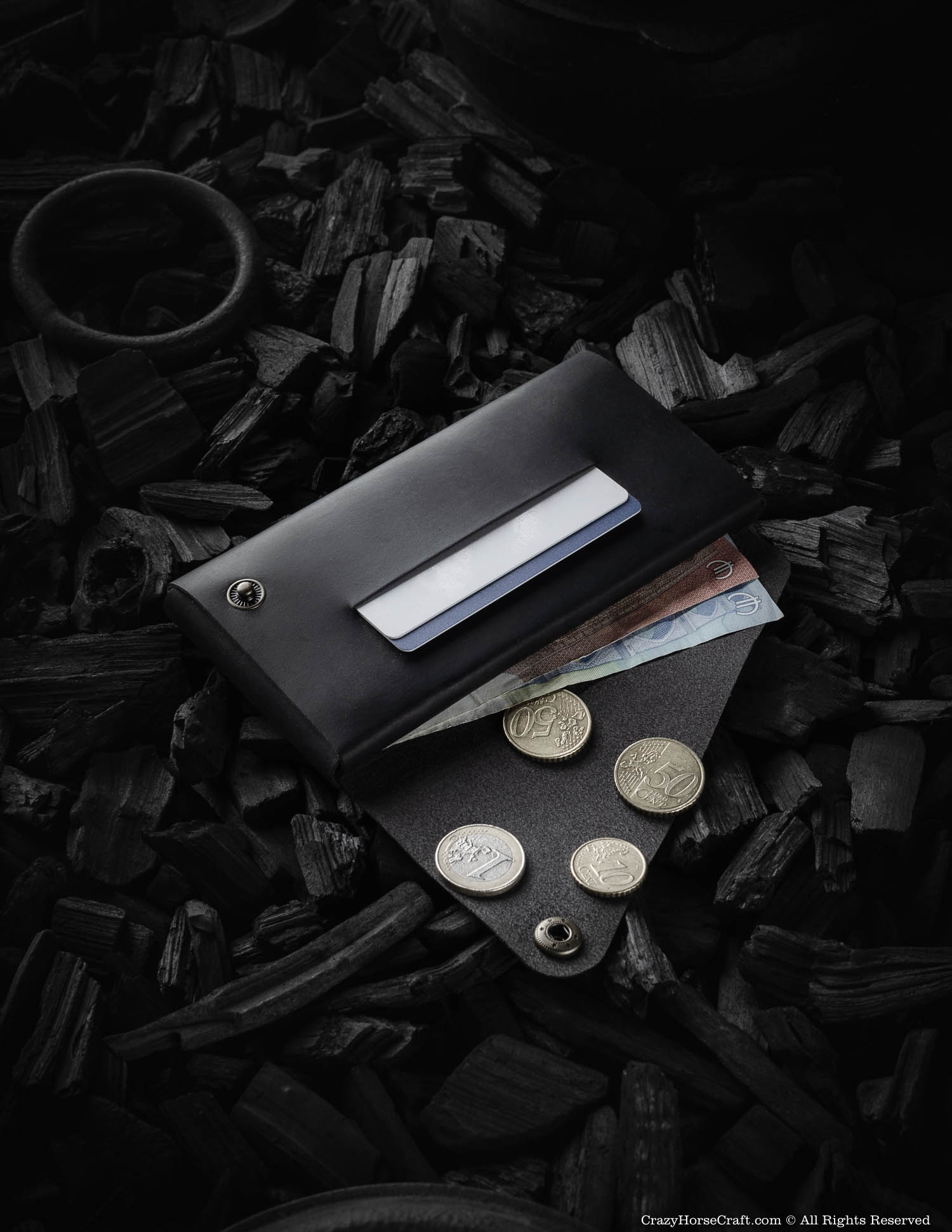 Crazy Horse Craft Minimalist Series portafoglio custodia iPhone Carbon Black in pelle