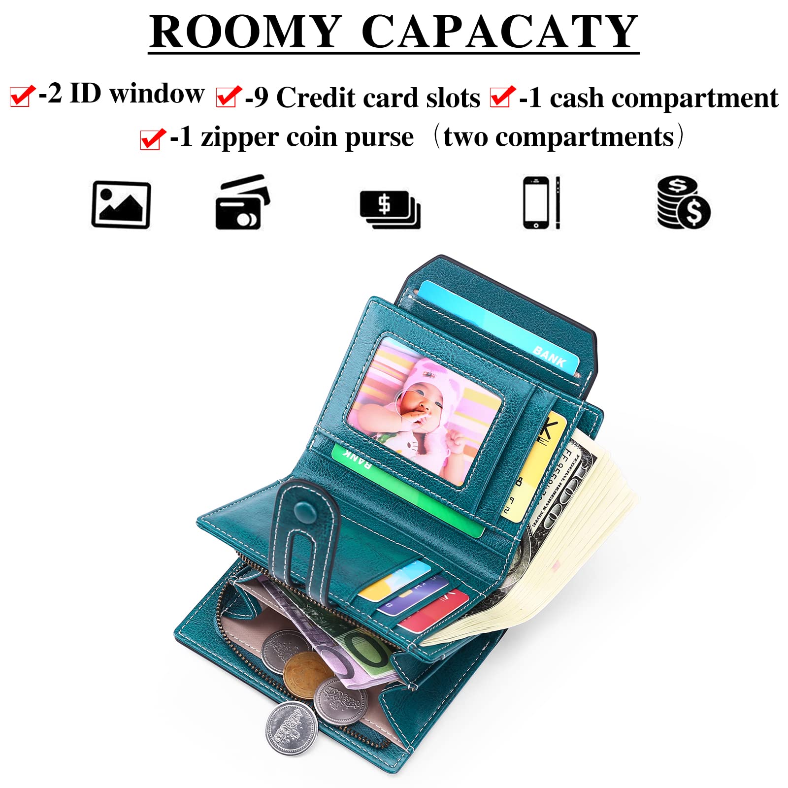 GOIACII SMALL WALLET portafoglio donna in pelle con blocco RFID