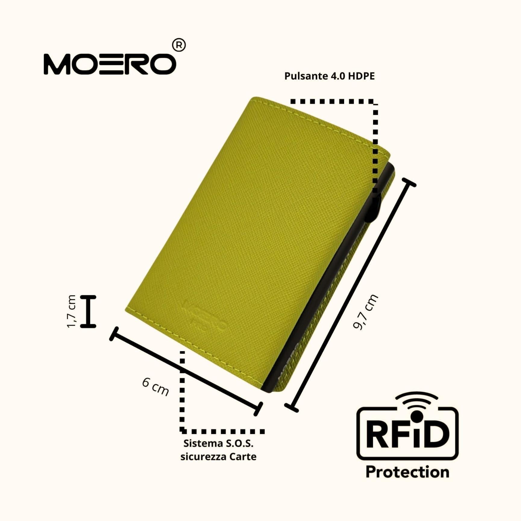 Moero Linea PRO PRO Saffiano portafoglio Lime 4.0 senza portamonete
