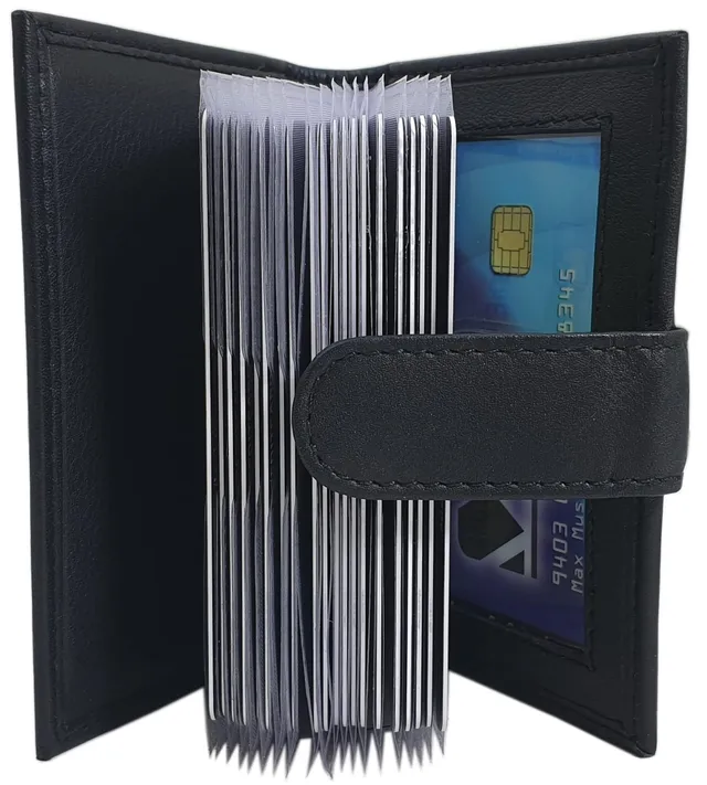 myledershop Kredit- und Visitenkartenetuis porta carte Nero 22 scomparti pelle