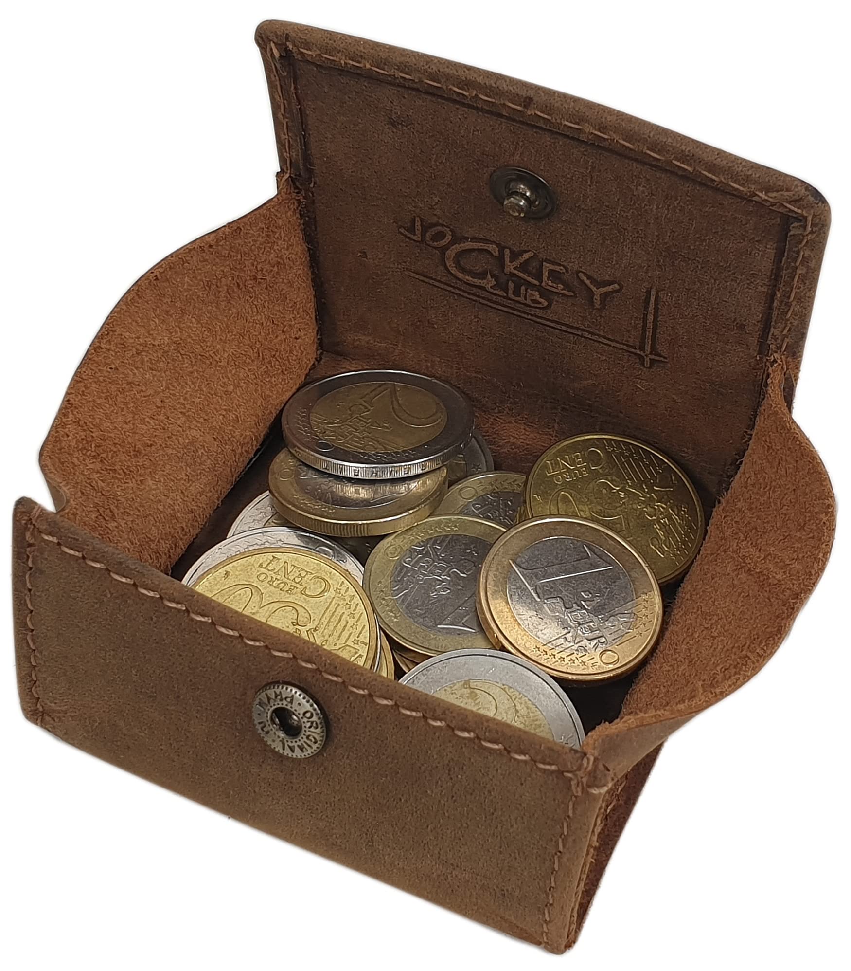 myledershop Münzbörsen portamonete viennese pelle di bufalo cognac