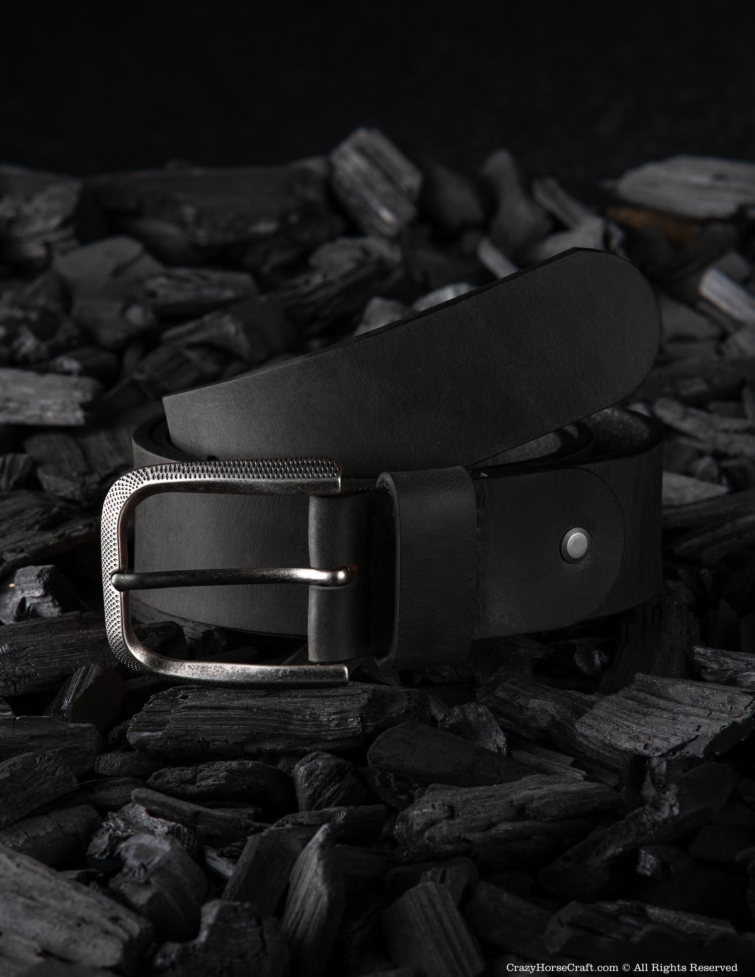 Crazy Horse Craft Belts Vegetable Tanned Leather Belt cintura Carbon Black