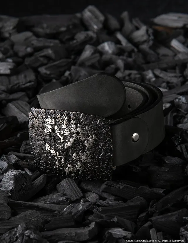 Crazy Horse Craft Belts Vegetable Tanned Leather Belt cintura nera Carbon Black