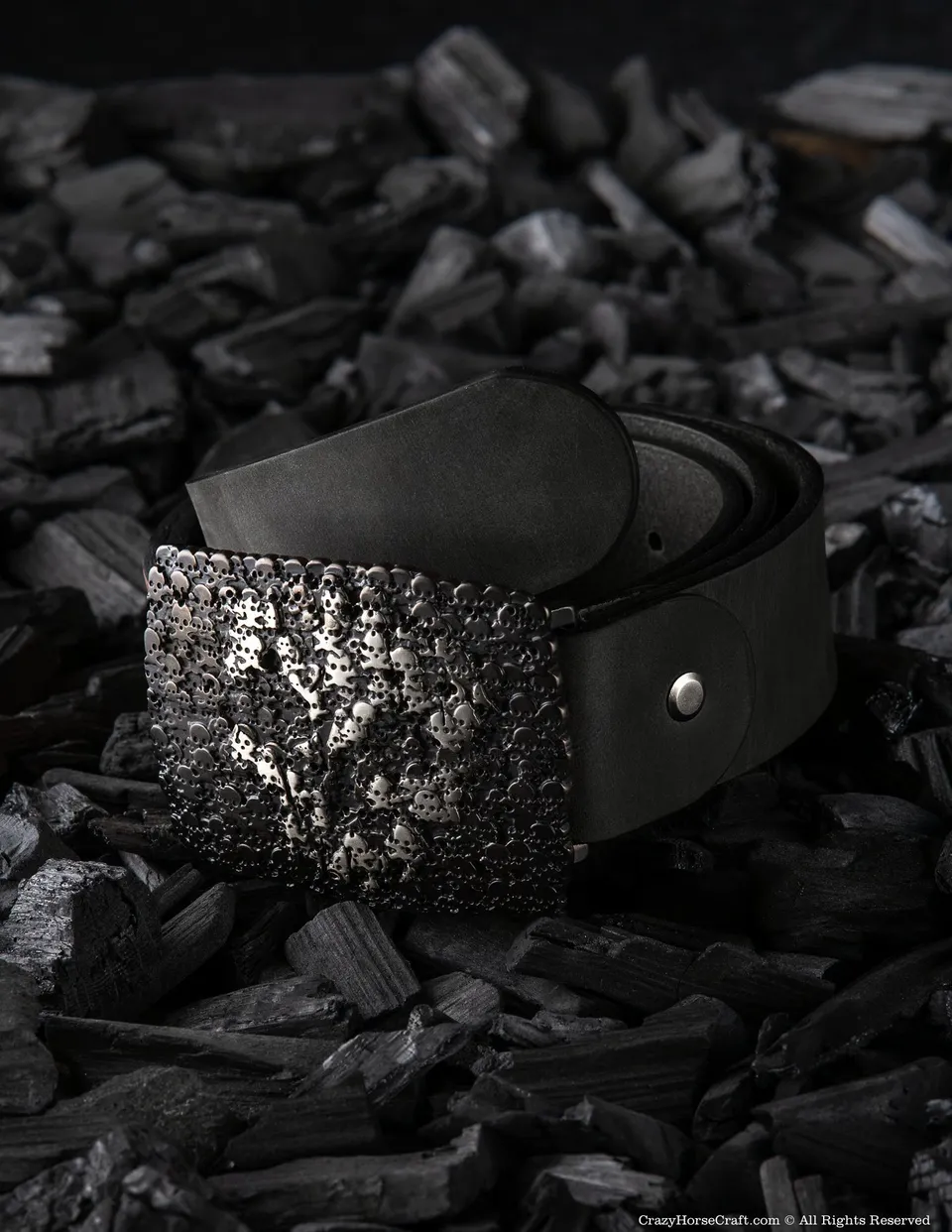 Crazy Horse Craft Belts Vegetable Tanned Leather Belt cintura nera Carbon Black