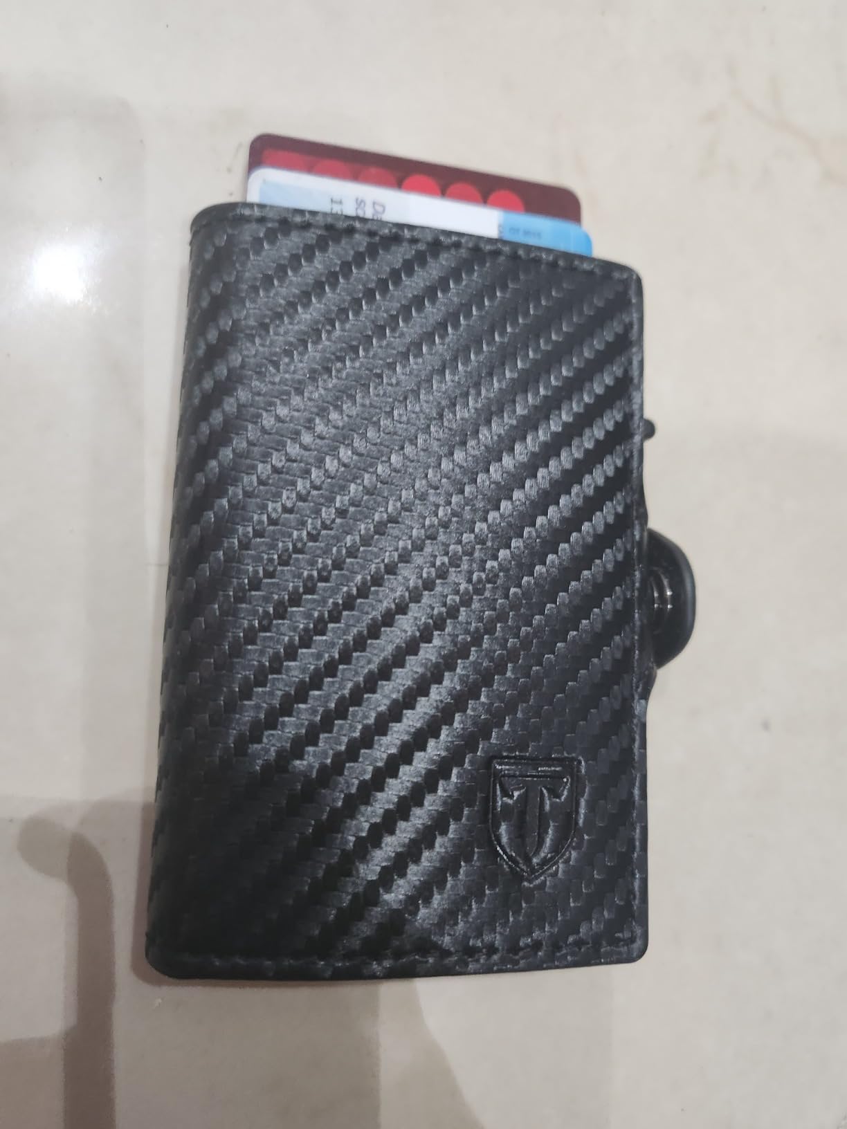 TENBST Card Holder portacarte uomo slim nero RFID con zip