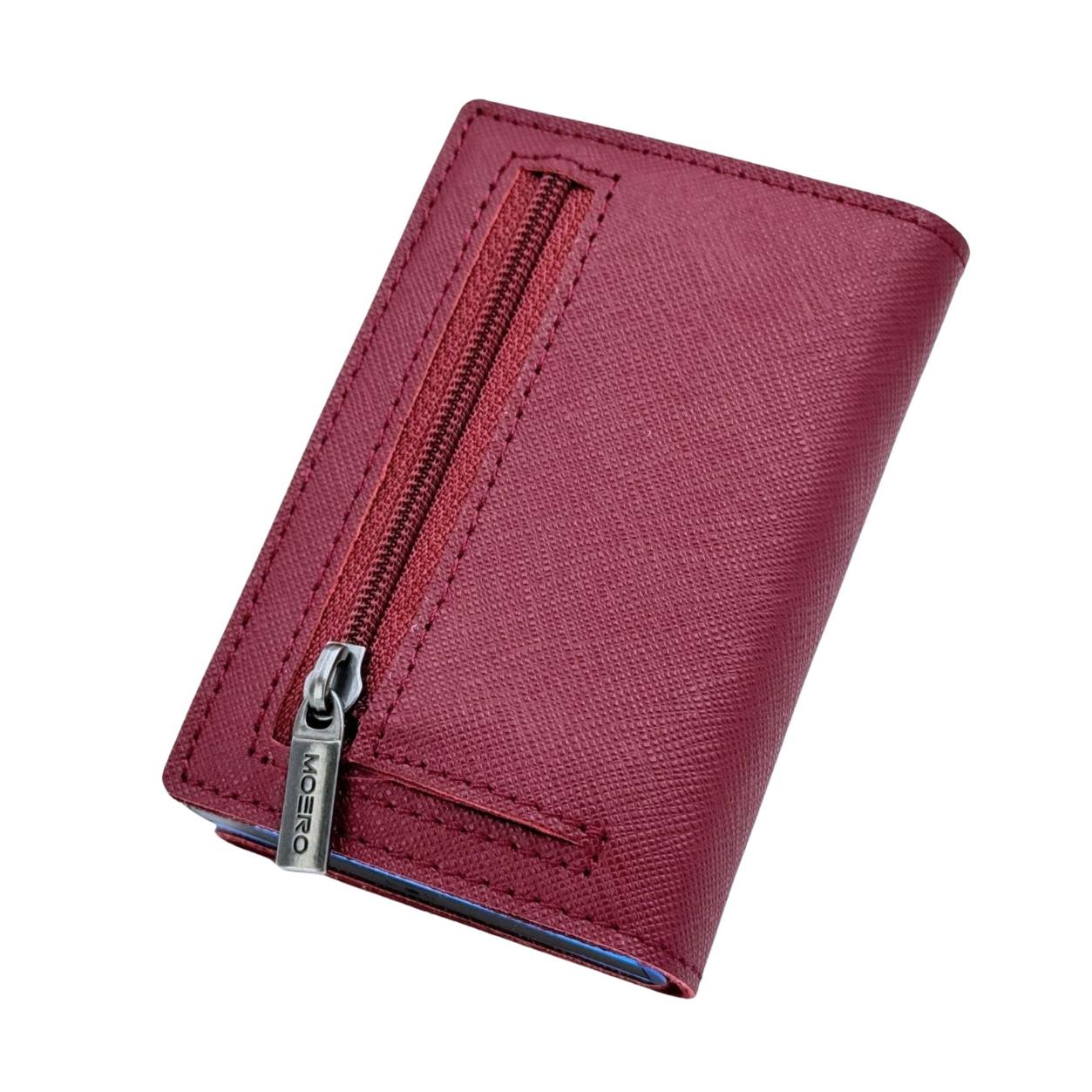 Moero Linea PRO Zip Saffiano portafoglio Bordeaux RFID