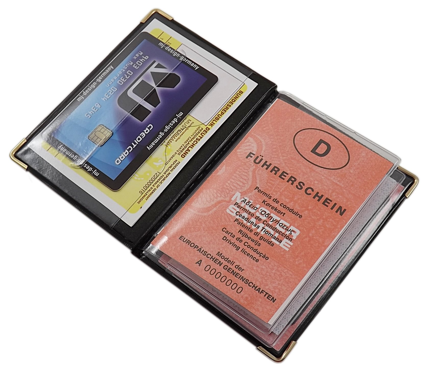 myledershop Karten- und Ausweisetuis Porta carte d'identità e carte di credito MJ-Design-Germany Design 4 Bianco