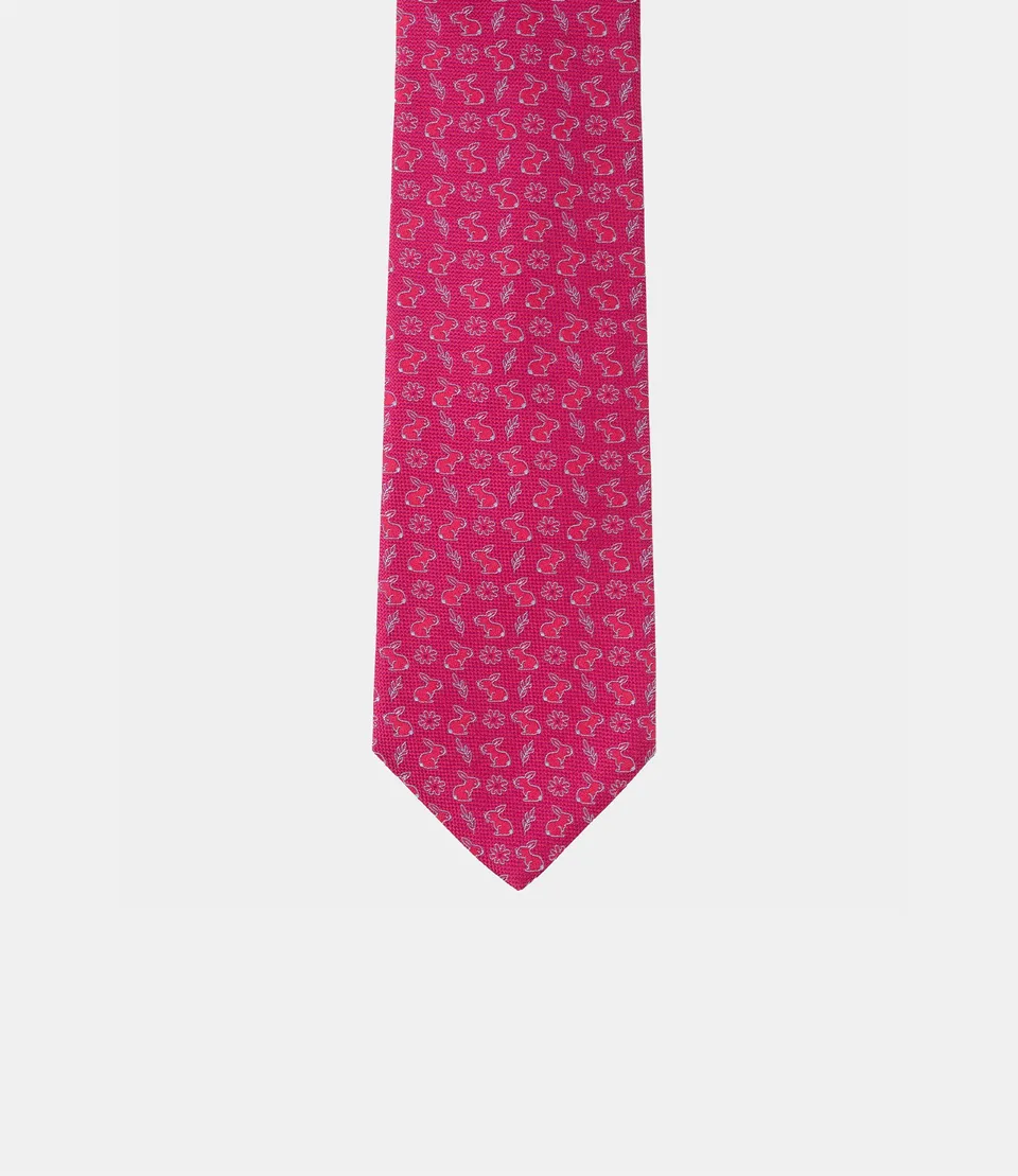 Miguel Bellido Corbatas Corbata de seda natural con micromotivos cravatta in seta rosa