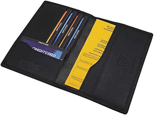 myledershop Impf- und Reisepass Mappen custodia passaporto nera RFID