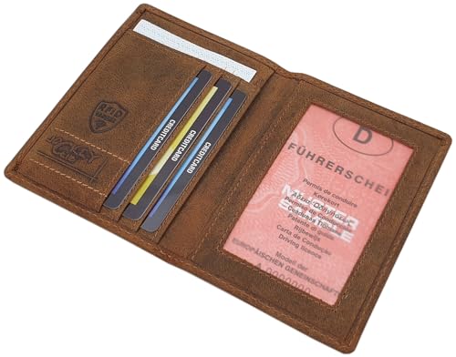 myledershop Ausweismappen porta badge pelle di bufalo marrone RFID