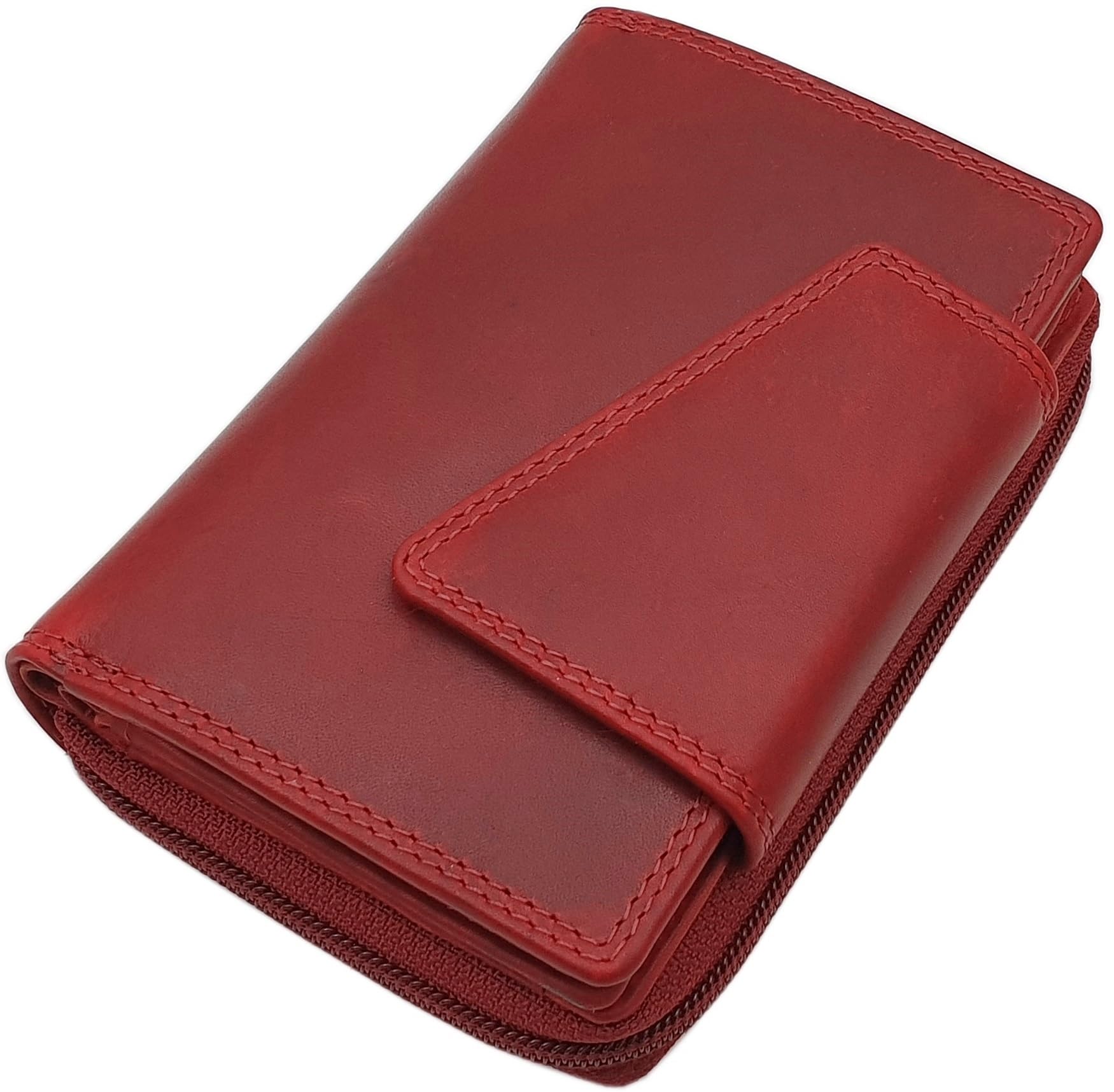 myledershop Damen Geldbörsen portafoglio donna pelle bovina cognac RFID NFC