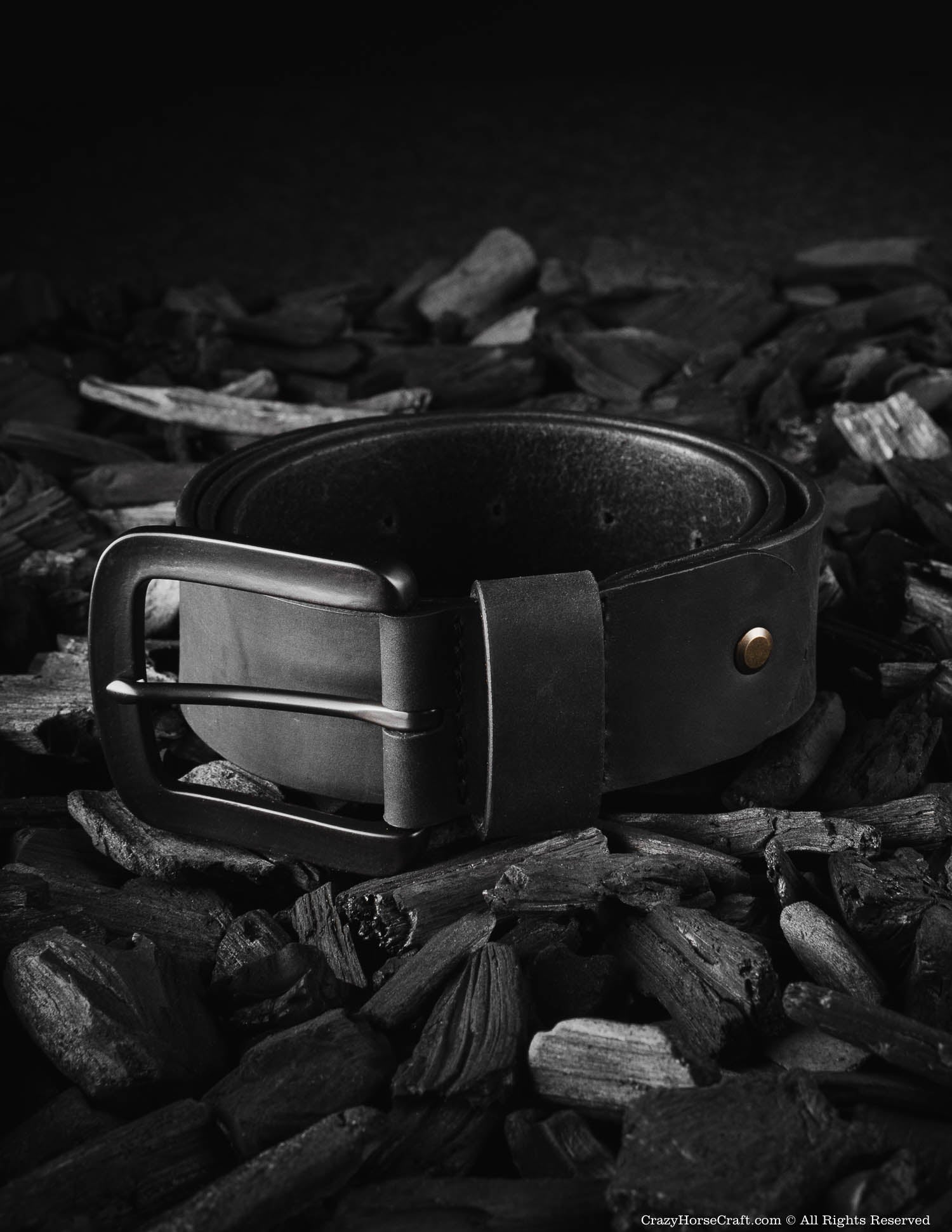 Crazy Horse Craft Belts Vegetable Tanned Leather Belt cintura Carbon Black