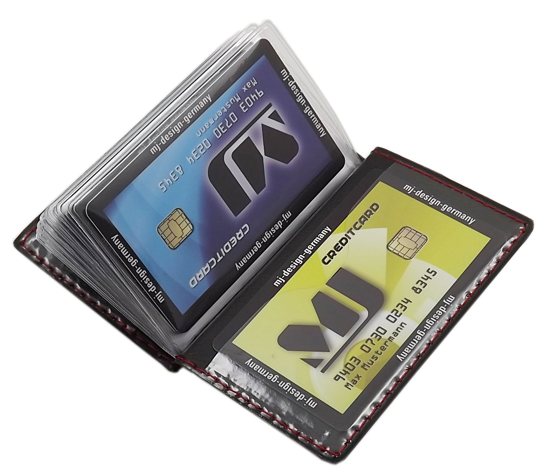 myledershop Kredit- und Visitenkartenetuis porta carte Design 4 nero