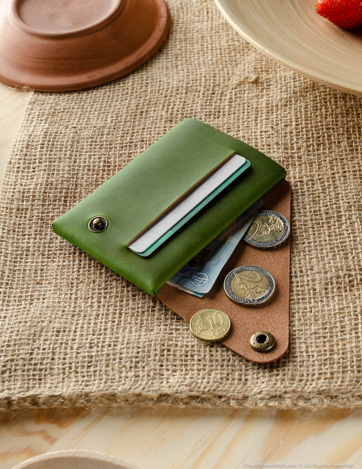 Crazy Horse Craft Minimalist Series Cases portafoglio custodia e portachiavi Alpine Green