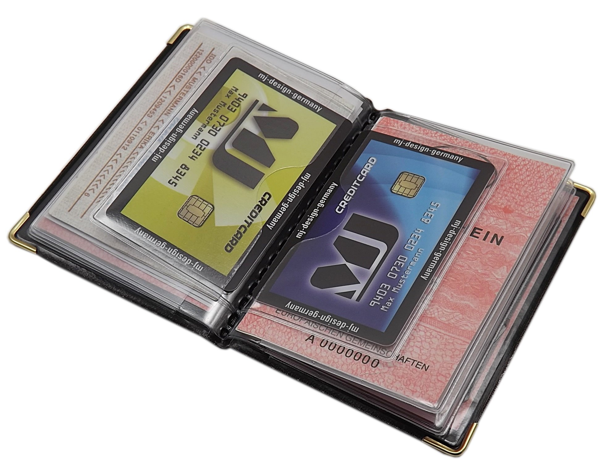 myledershop Karten- und Ausweisetuis porta carte d’identità nero 12 scomparti