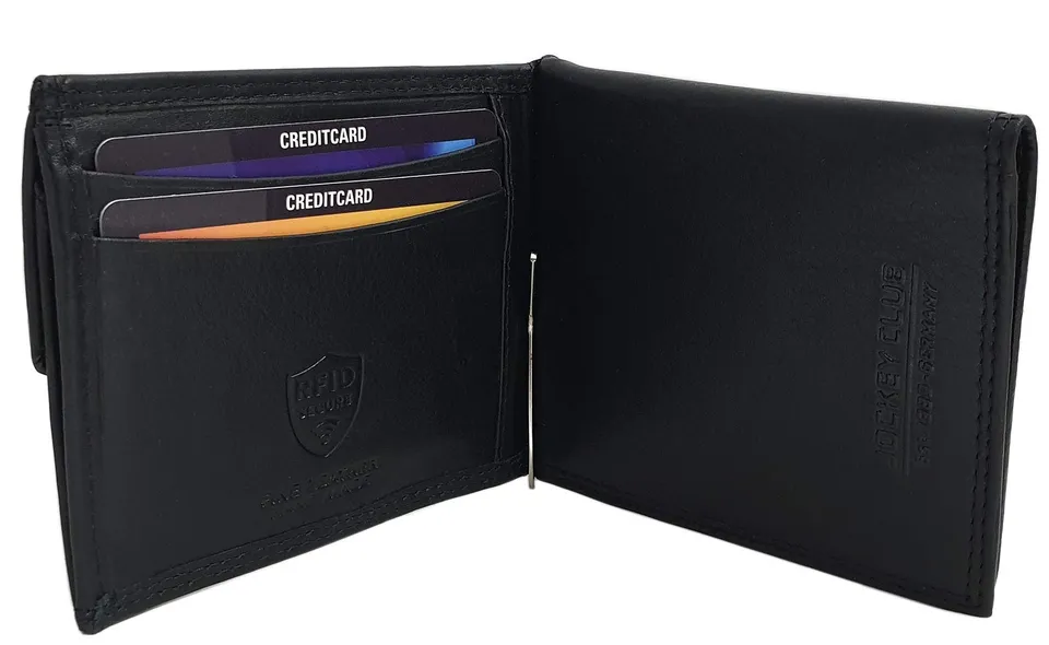 myledershop Brieftaschen Vacchetta nappa dollarclip portafoglio nero con fermasoldi