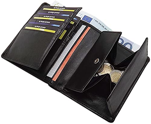myledershop Münzbörsen Wiener Schachtel portafoglio nero in vacchetta