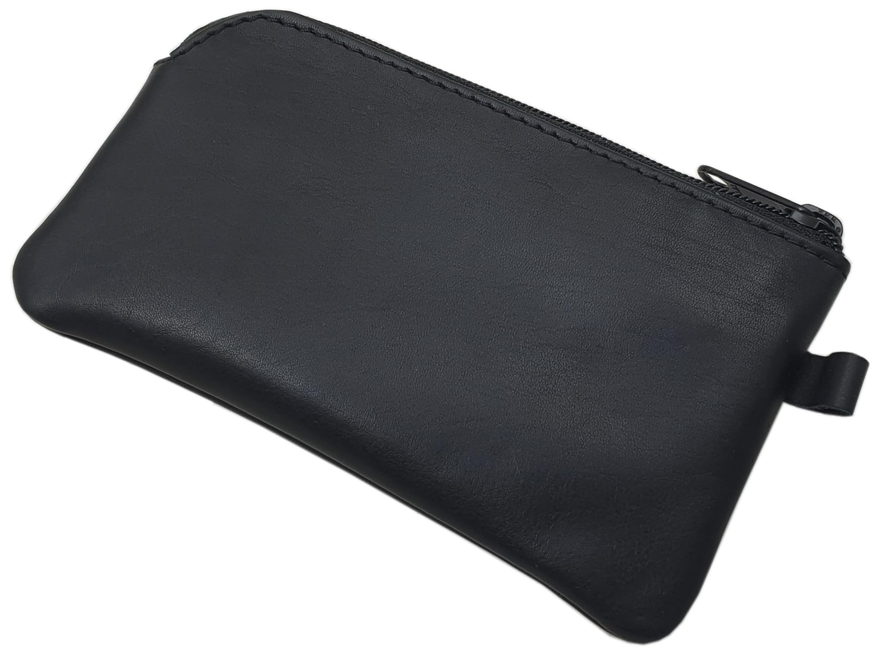 myledershop Schlüsseltaschen portachiavi in pelle bovina nera con cerniera