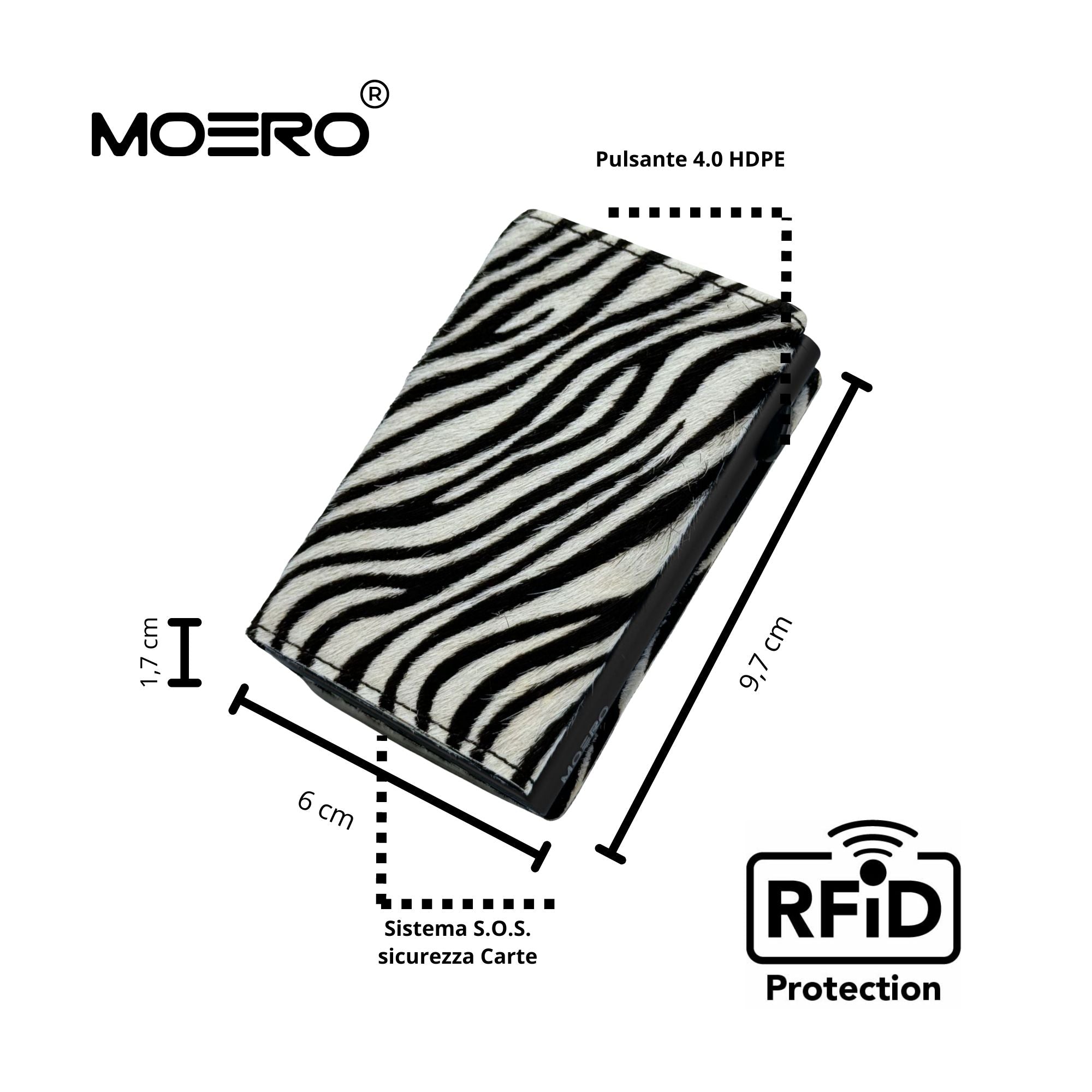 Moero Linea PRO portafoglio zebrato in cavallino con chiusura magnetica