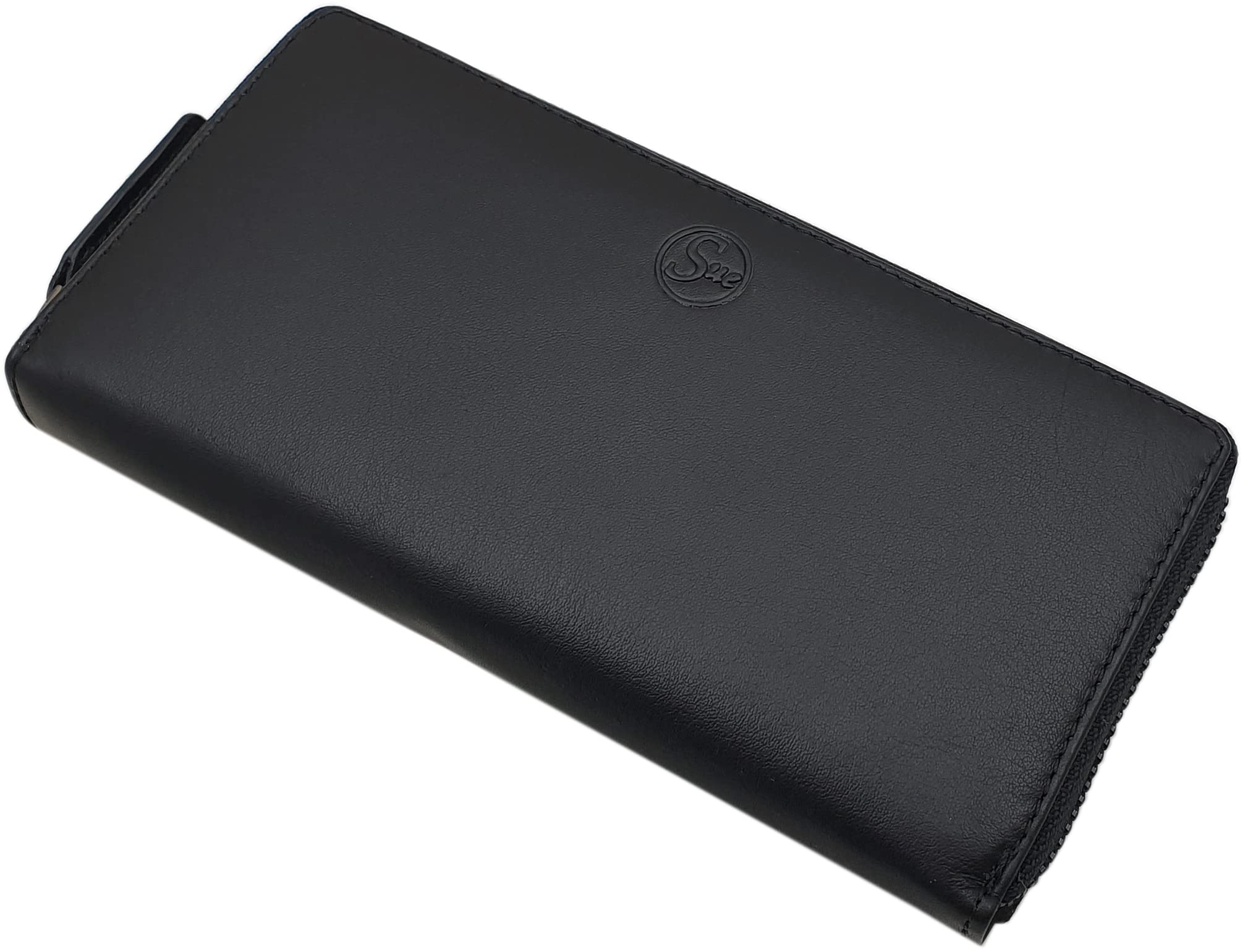 myledershop Damen Geldbörsen portafoglio grande in nappa nero RFID