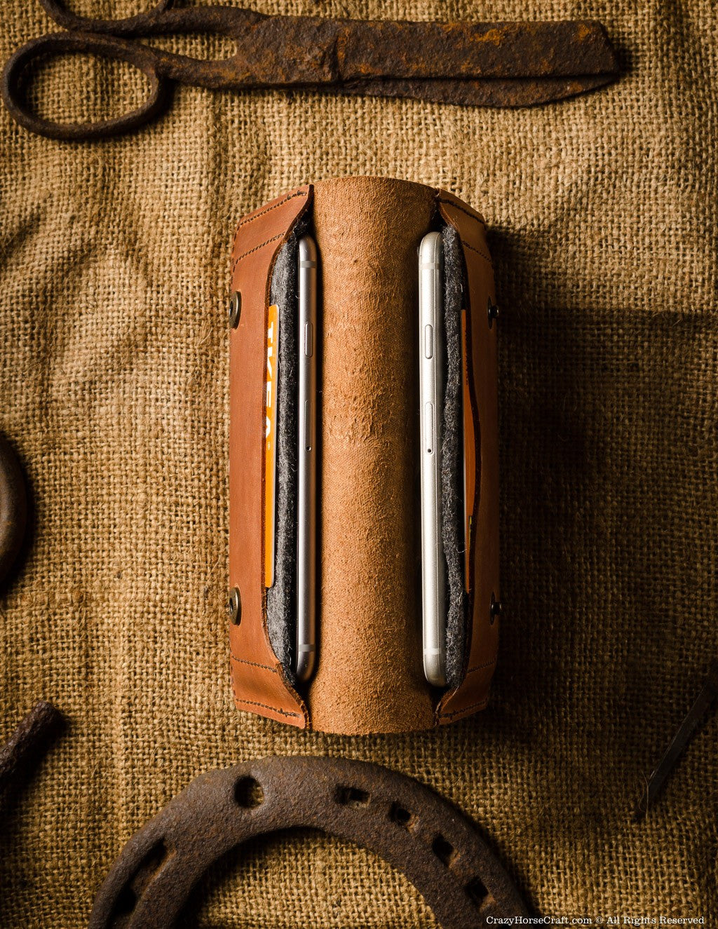 Crazy Horse Craft Phone Cases Leather Two iPhones Case Wallet custodia iPhone marrone