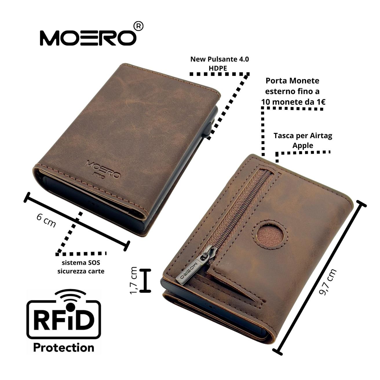 Moero Linea AirTag AirTag PRO Vintage Dark Brown portafoglio magnetico marrone 4.0 con tasca AirTag