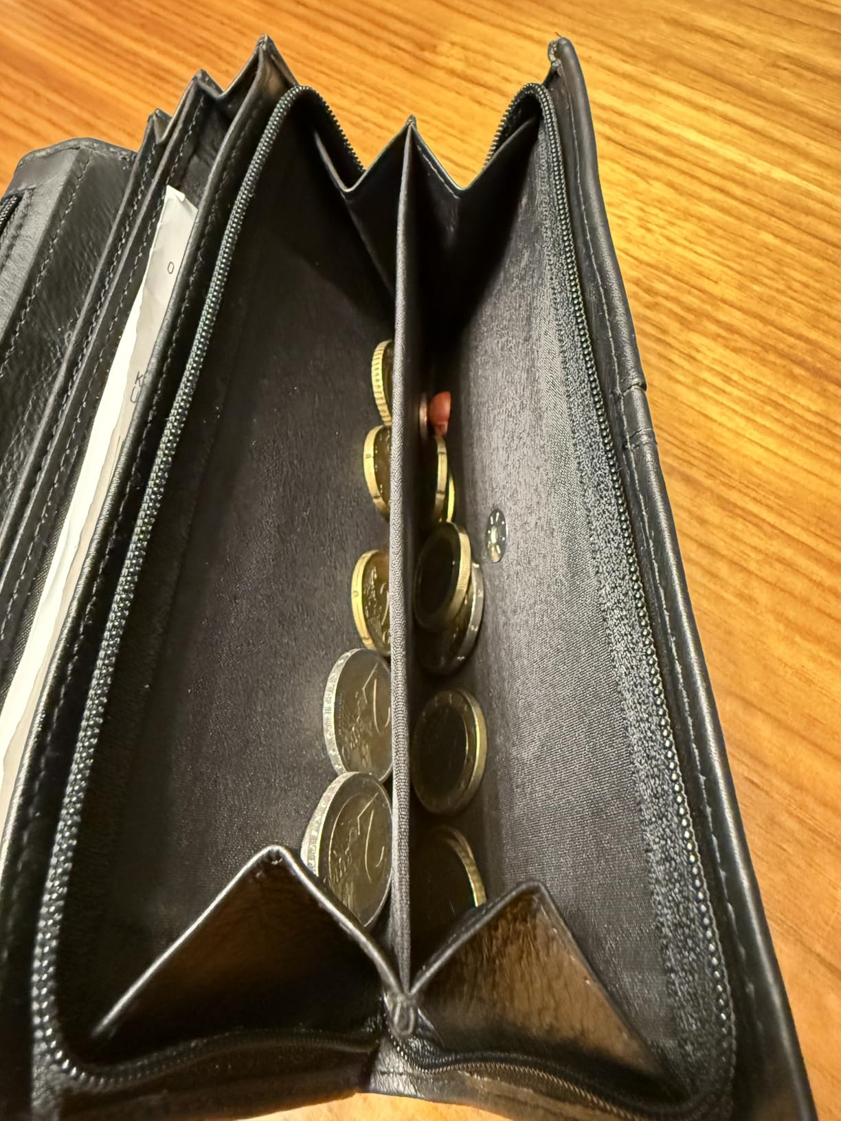 myledershop Damen Geldbörsen grande portafoglio donna pelle di vitello nero RFID NFC