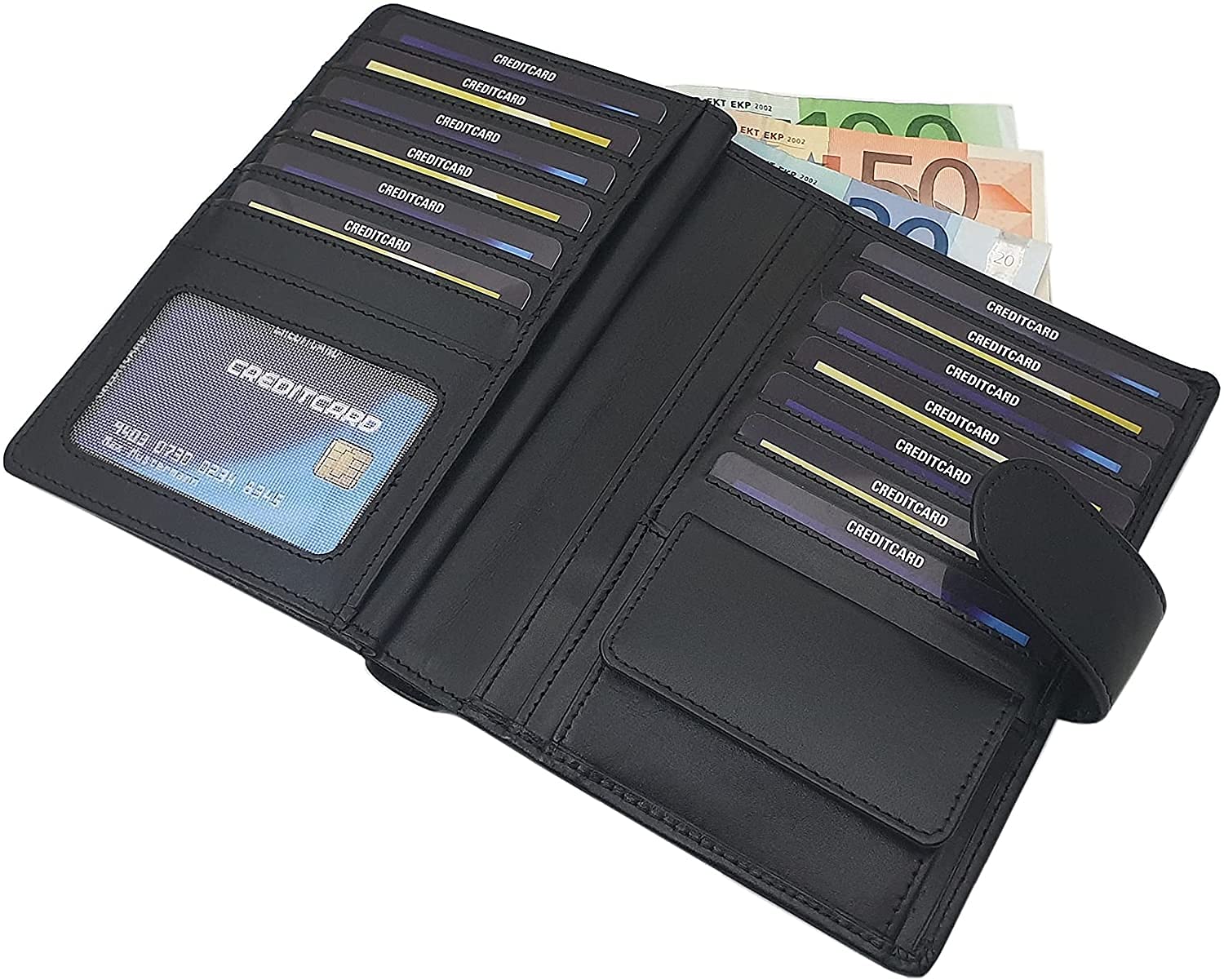myledershop Herren Geldbörsen portafoglio nero in pelle di vitello RFID NFC