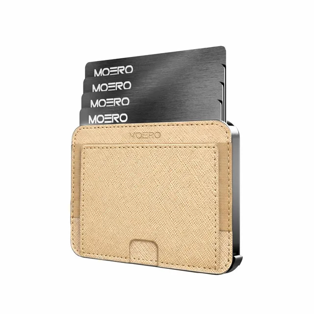 Moero Linea M2 M2 Pro Saffiano Gold portafoglio MagSafe RFID