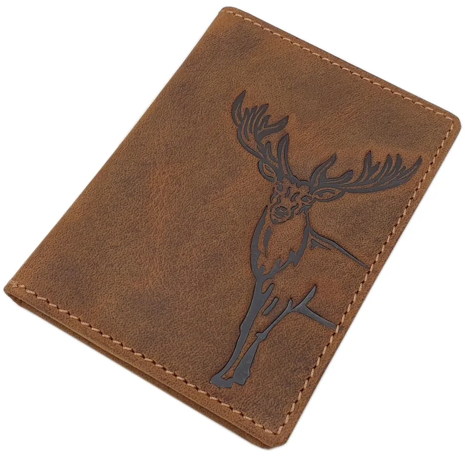 myledershop Ausweismappen porta badge pelle di bufalo marrone RFID